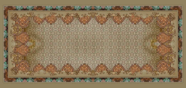 Négy Oldalsó Határ Gyönyörű Évjárat Zökkenőmentes Geometriai Színes Textil Digitális — Stock Fotó