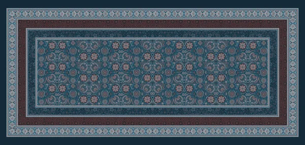 Fyra Sida Gräns Vacker Vintage Sömlös Geometrisk Färgglad Textil Och — Stockfoto