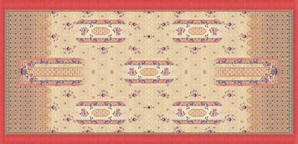 Pak Dupatta Digitaal Ontwerp Mughal Bloem Motief Kleurrijke Wallpaper Illustratie — Stockfoto