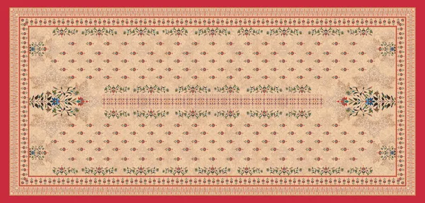 Yüksek Çözünürlük A etnik doku sınır tasarımı. Antika renk düzeniyle güzel bir sınır. Dijital ve Tekstil Dört Kenar Kenarlığı