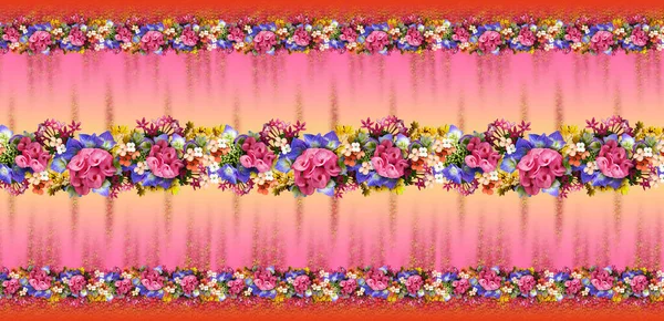 추상적 놀라운 꽃다발 꽃무늬 모양의 디지털 인쇄물을 추상적 식물학적 — 스톡 사진