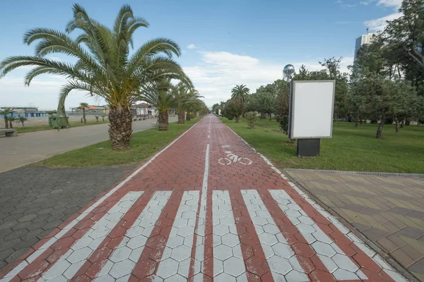 Linha de bicicleta no passeio marítimo em Batumi, Geórgia . — Fotografia de Stock