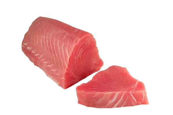 Thunfischfilet Scheiben Geschnitten Weißer Hintergrund — Stockfoto