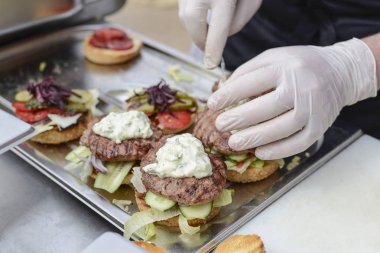 Burger Restoran bir mutfak, yemek.