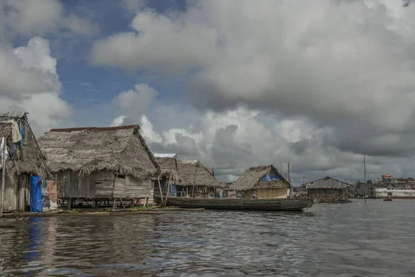 Thatch Huts Water Street Belen Iquitos Peru — Stock Photo, Image