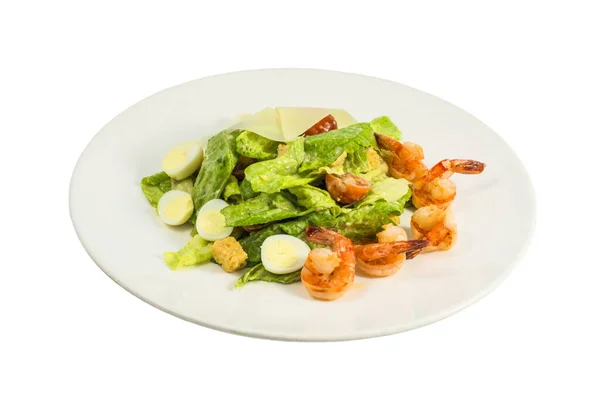 Insalata Gamberetti Isolata Bianco — Foto Stock