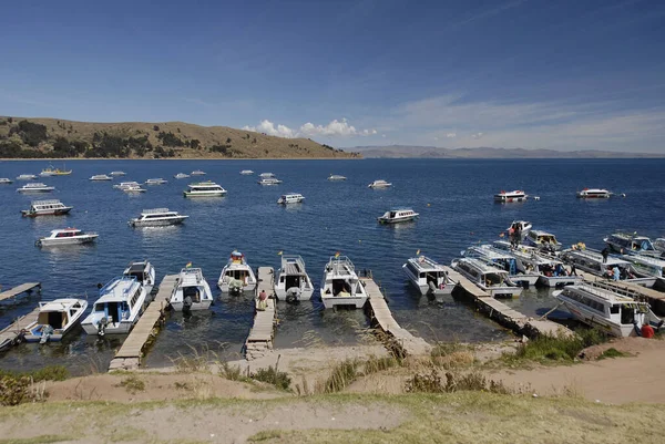 Veřejné Molo Copacabaně Jezero Titicaca Bolívie — Stock fotografie