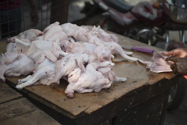 Fresh Chicken Chopping Street Market Kampala Uganda — Stock Photo, Image