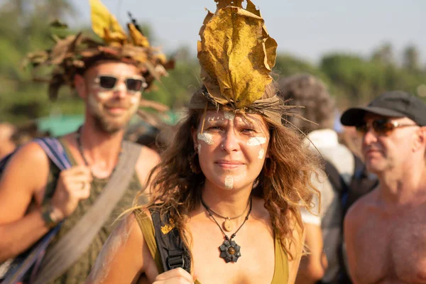 Arambol India Febrero 2020 Personas Identificadas Participan Carnaval Anual Playa —  Fotos de Stock