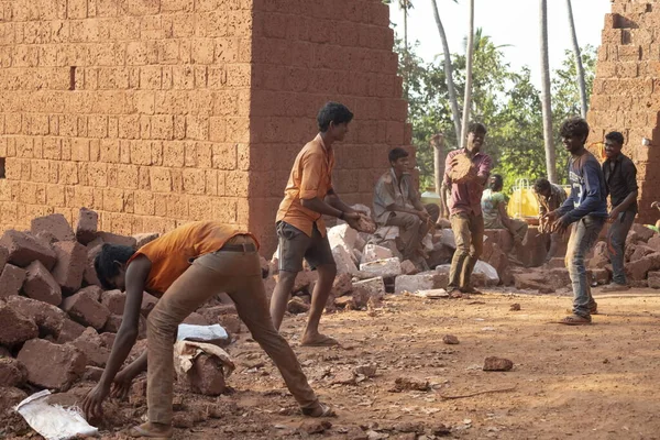 Redi Fort India February 2020 Unidentified Young Men Work Reconstruction — Stock Photo, Image