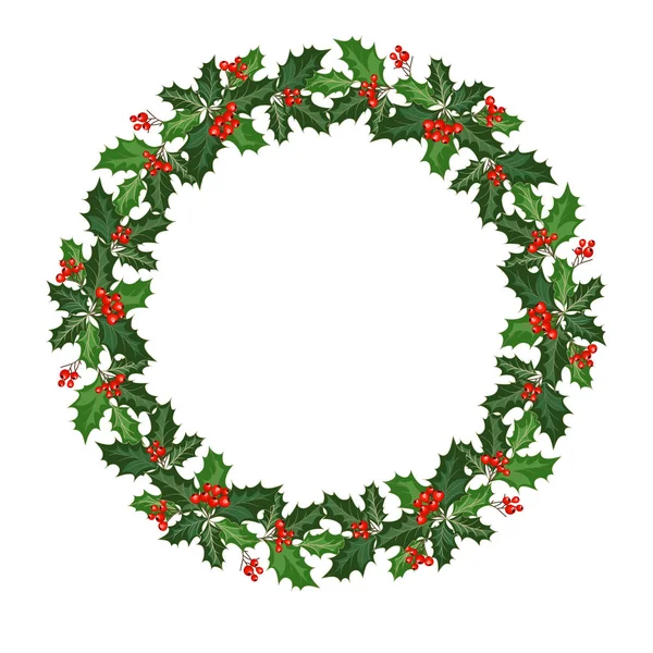 ホリーとクリスマスの花輪 — ストックベクタ