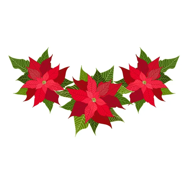 Christmas holiday decorations with poinsettia — Stock Vector