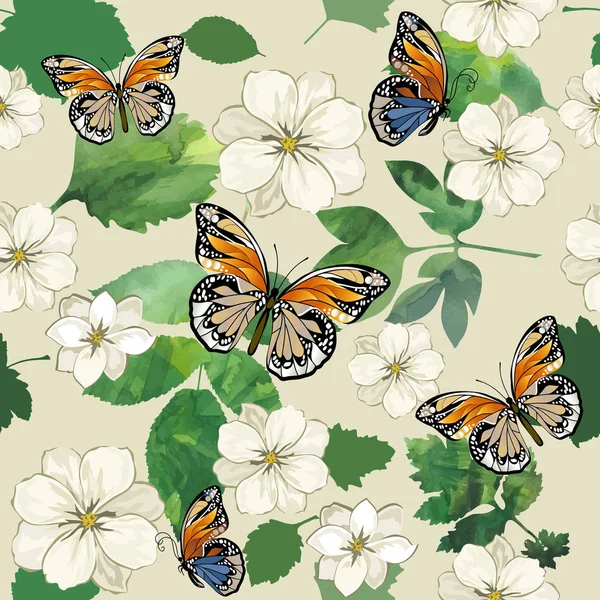 Padrão com borboletas — Vetor de Stock