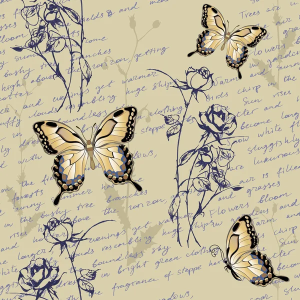 Візерунок з метеликами — стоковий вектор