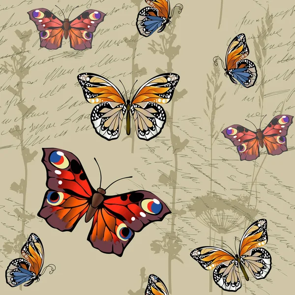Vzorek s motýly — Stockový vektor