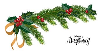 Card with spruce vector Card with spruce vector