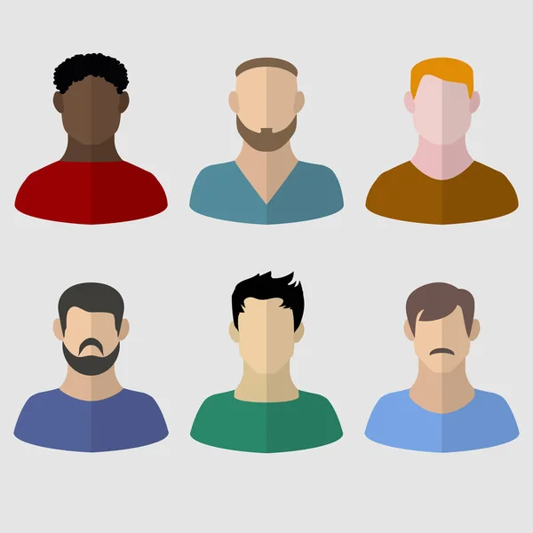 Set Avatares Planos Masculinos Conjunto Iconos Retratos Para Hombre Ilustración — Vector de stock