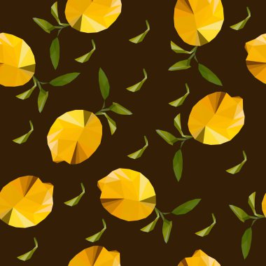Low poly polygonal vector background image of brightly colored lemons in a pile