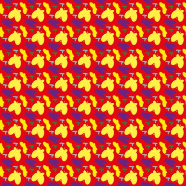 Geometrik şekillerin ve karalamaların modası geçmiş kusursuz deseni. Renkli vektör deseni memphis biçimi