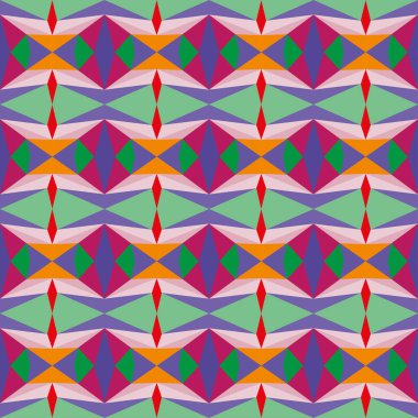 Soyut şekilli çok renkli vektörsüz desen. Geometrik resim baskısı. Moda 80 'ler-90' lar. Memphis tarzı tasarım. Etnik hipster arka planı. El çizimi. Duvar kağıdı, kumaş tasarımı, kumaş, tekstil.