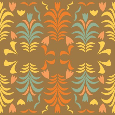 Khokhloma tarzında geleneksel Rus vektör dikişsiz desen. Banner, kart, poster, davetiye, etiket, menü, sayfa dekorasyonu veya web tasarımı için kullanılabilir