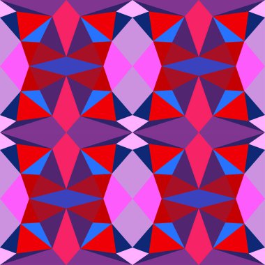 Soyut çok renkli geometrik desen. Geometri stok vektör illüstrasyonu. Kumaş, arkaplan, yüzey tasarımı, ambalaj için mor ve mor renklerde pürüzsüz desen,