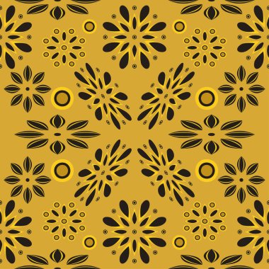 Siyah bVector arka planında tropikal pembe çiçekler ve yeşil yapraklar çizilmiş kusursuz el izi. Renkli parlak vektör deseni. Moda, soyut, pürüzsüz bir model. Soyut modern trend vektör çizimi. Çiçekle kusursuz soyutlama