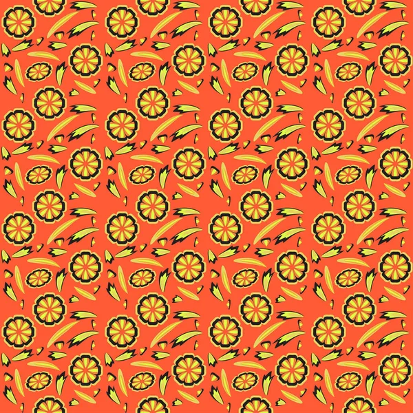 Vector Seamless Pattern Flowers Doodles Made Using Stencil Floral Colorful — Stock Vector