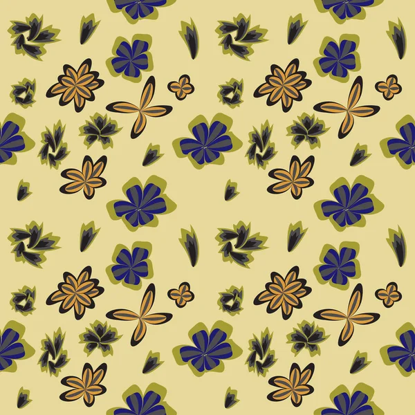 Blumentapete Mit Verschiedenen Blumen Könnte Als Nahtlose Tapete Textil Packpapier — Stockvektor