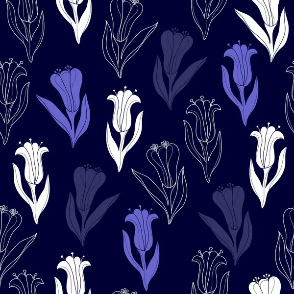 Patrón sin costura floral. Fondo vectorial con flores. Obras de arte dibujadas a mano para textiles, telas, recuerdos, embalajes y tarjetas de felicitación . — Vector de stock