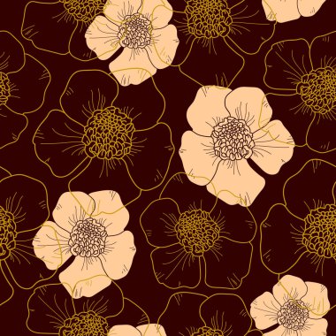 Çiçek seamless modeli. Vektör arka plan çiçekler ile. Tekstil, kumaş, Hediyelik eşya, ambalaj ve tebrik kartları için resimler el çekilmiş.