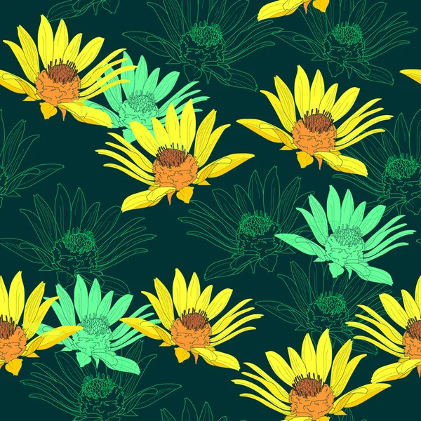 Patrón sin costura floral. Fondo vectorial con flores. Obras de arte dibujadas a mano para textiles, telas, recuerdos, embalajes y tarjetas de felicitación . — Archivo Imágenes Vectoriales