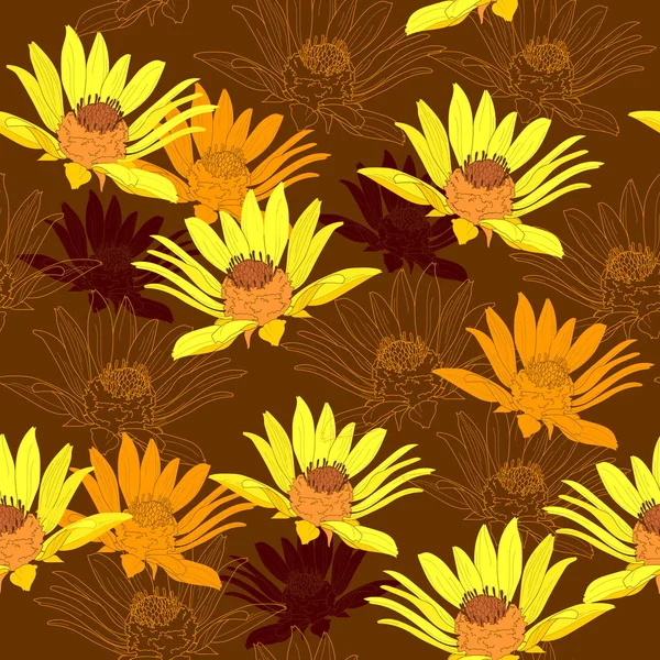 Patrón sin costura floral. Fondo vectorial con flores. Obras de arte dibujadas a mano para textiles, telas, recuerdos, embalajes y tarjetas de felicitación . — Archivo Imágenes Vectoriales