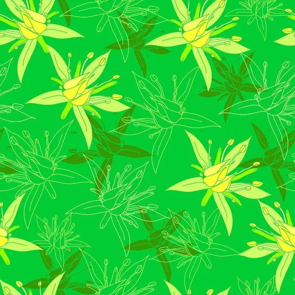 Patrón sin costura floral. Fondo vectorial con flores. Obras de arte dibujadas a mano para textiles, telas, recuerdos, embalajes y tarjetas de felicitación . — Archivo Imágenes Vectoriales