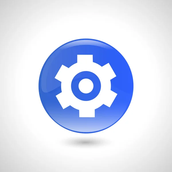 Blauer runder Knopf mit Einstellungssymbol für Webdesign. — Stockvektor