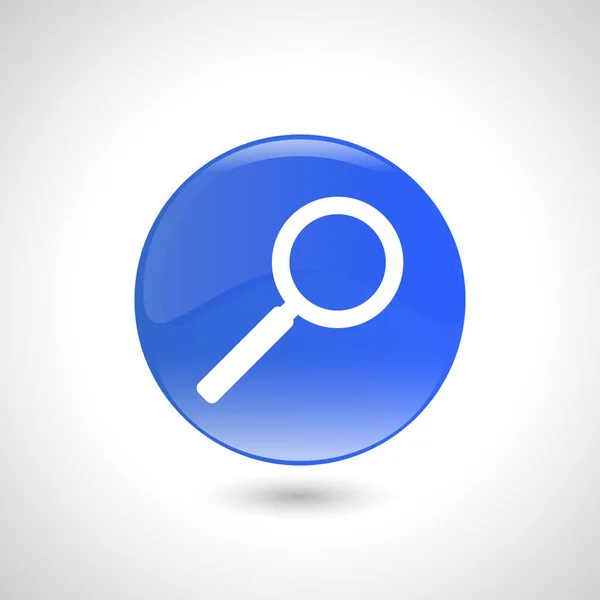 Blauwe ronde knop met een pictogram van de zoekactie voor webboek ontwerp. — Stockvector