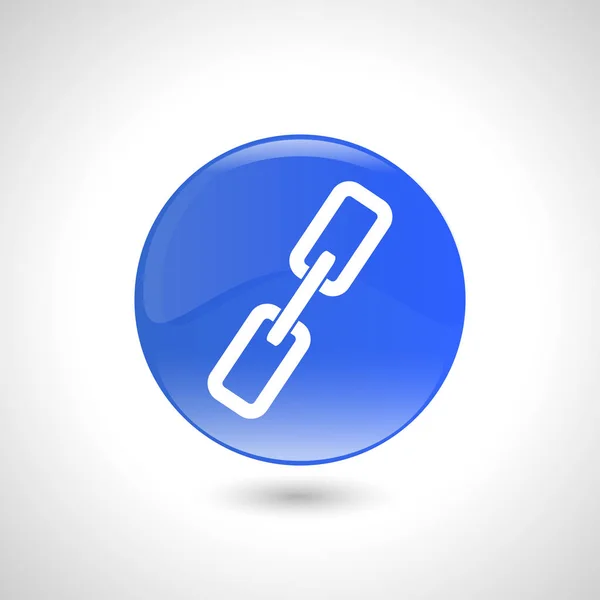 Blauwe ronde knop met een pictogram van de verbinding voor webdesign. — Stockvector