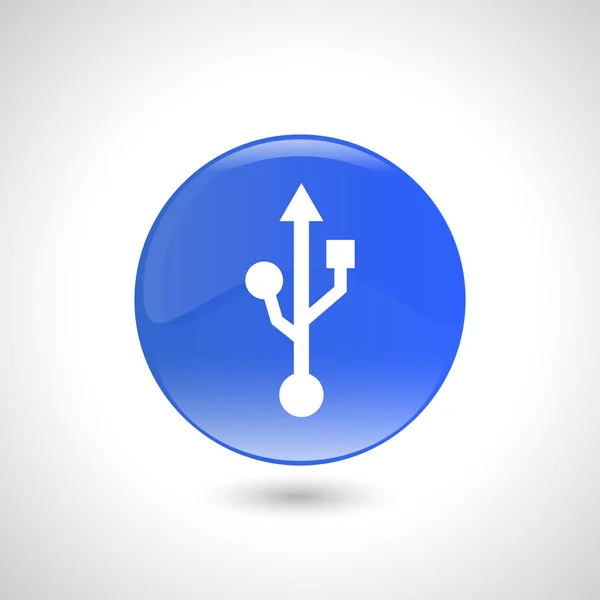 Modré kulaté tlačítko s ikonou připojení pro web design. — Stockový vektor