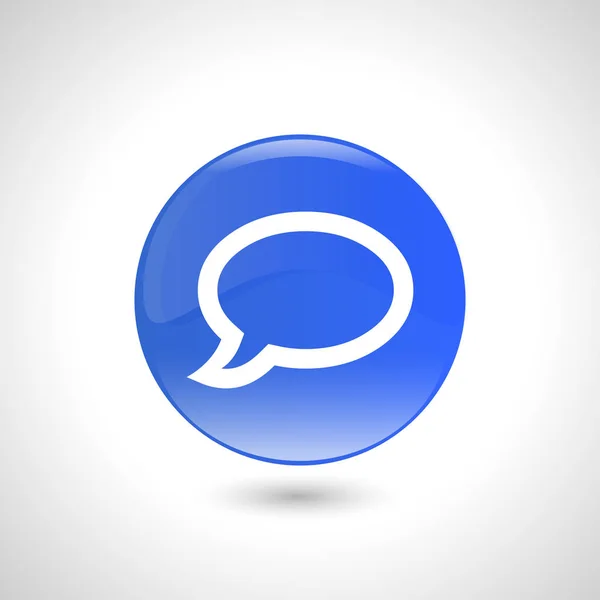 Niebieski okrągły przycisk z ikoną wiadomość dla web design. — Wektor stockowy