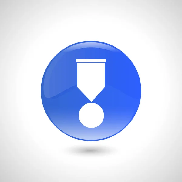 웹 디자인을 위한 메달 아이콘을 블루 라운드 버튼. — 스톡 벡터