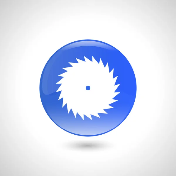Blauwe ronde knop met zag pictogram voor webdesign. — Stockvector