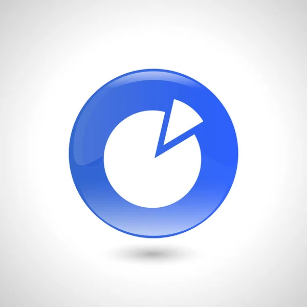 Modré kulaté tlačítko s ikonou diagramu pro web design. — Stockový vektor