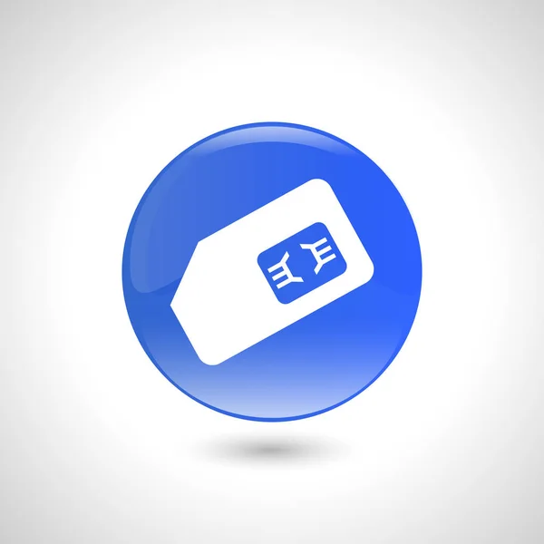 Botón redondo azul con icono de tarjeta SIM para diseño web . — Vector de stock