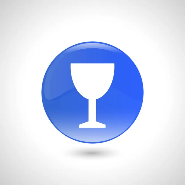 Синяя круглая кнопка со стеклянной иконкой для веб-дизайна . — стоковый вектор