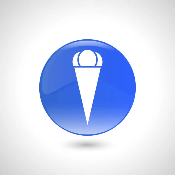 Botão redondo azul com ícone de sorvete para web design . — Vetor de Stock