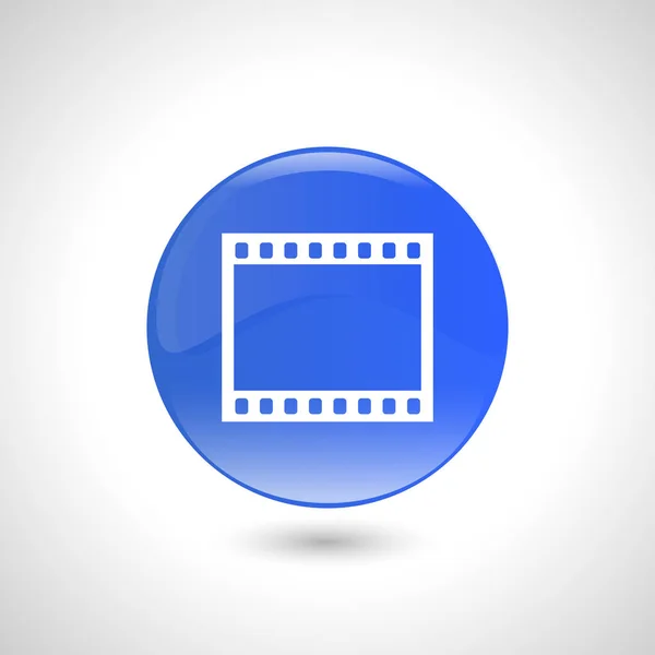 Botão redondo azul com ícone de filme de quadro para web design . — Vetor de Stock