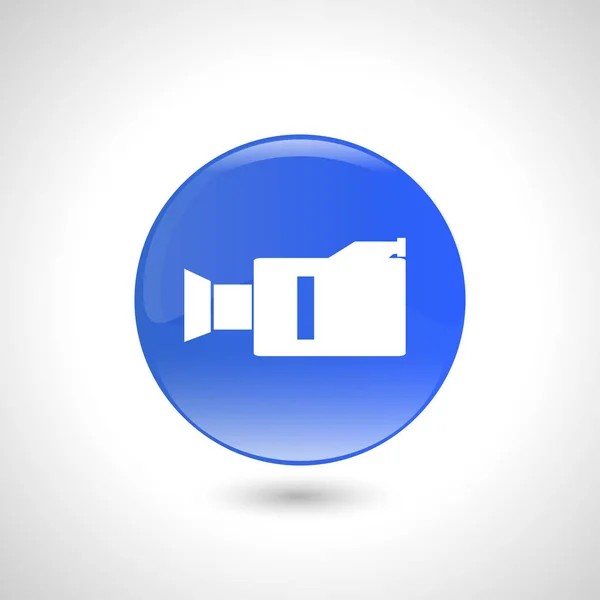 Botão redondo azul com ícone de câmera para web design . — Vetor de Stock