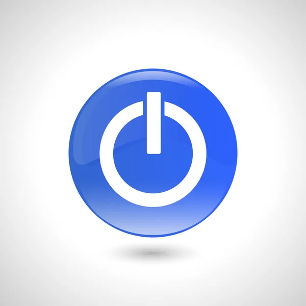 Niebieski okrągły przycisk z ikoną zasilania dla web design. — Wektor stockowy