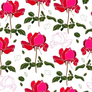 Çiçek seamless modeli. Vektör arka plan çiçekler ile. Tekstil, kumaş, Hediyelik eşya, ambalaj ve tebrik kartları için resimler el çekilmiş.
