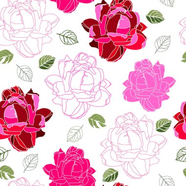 Çiçek seamless modeli. Vektör arka plan çiçekler ile. Tekstil, kumaş, Hediyelik eşya, ambalaj ve tebrik kartları için resimler el çekilmiş.